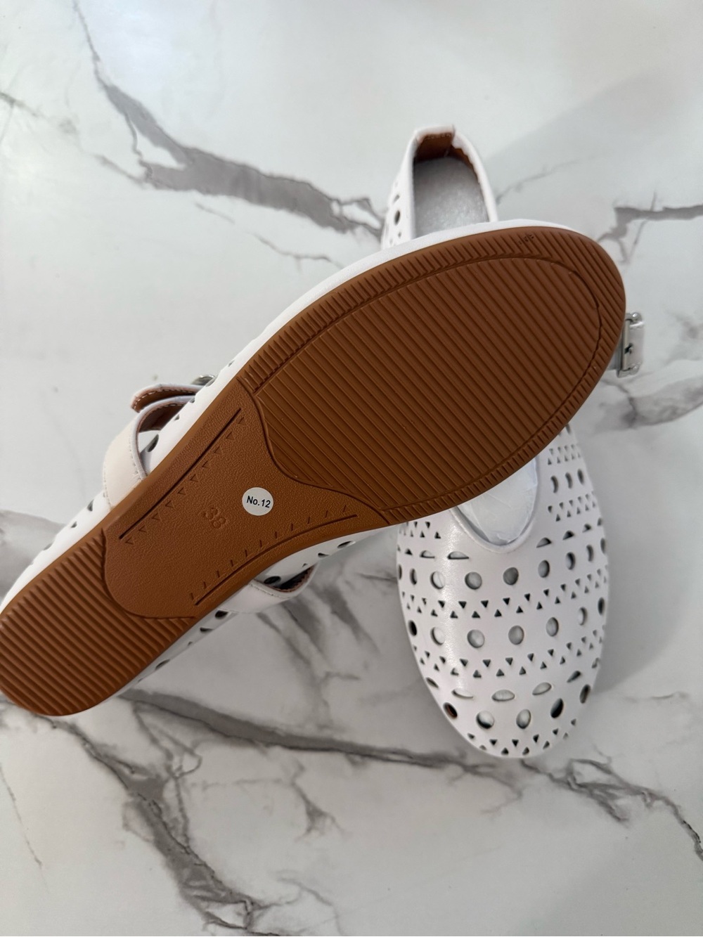 & Other Stories White Perforated Mary Jane Flats